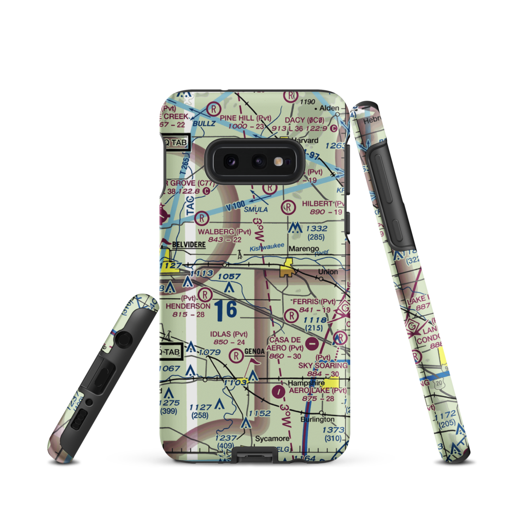 Walpole Airport (64IL) VFR Sectional Samsung Phone Case Samsung Galaxy S10 Plus model shown