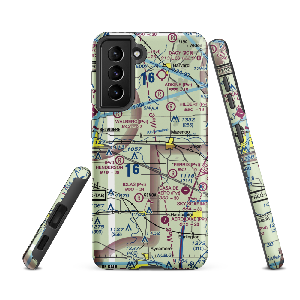 Walpole Airport (64IL) VFR Sectional Samsung Phone Case Samsung Galaxy S21 FE model shown