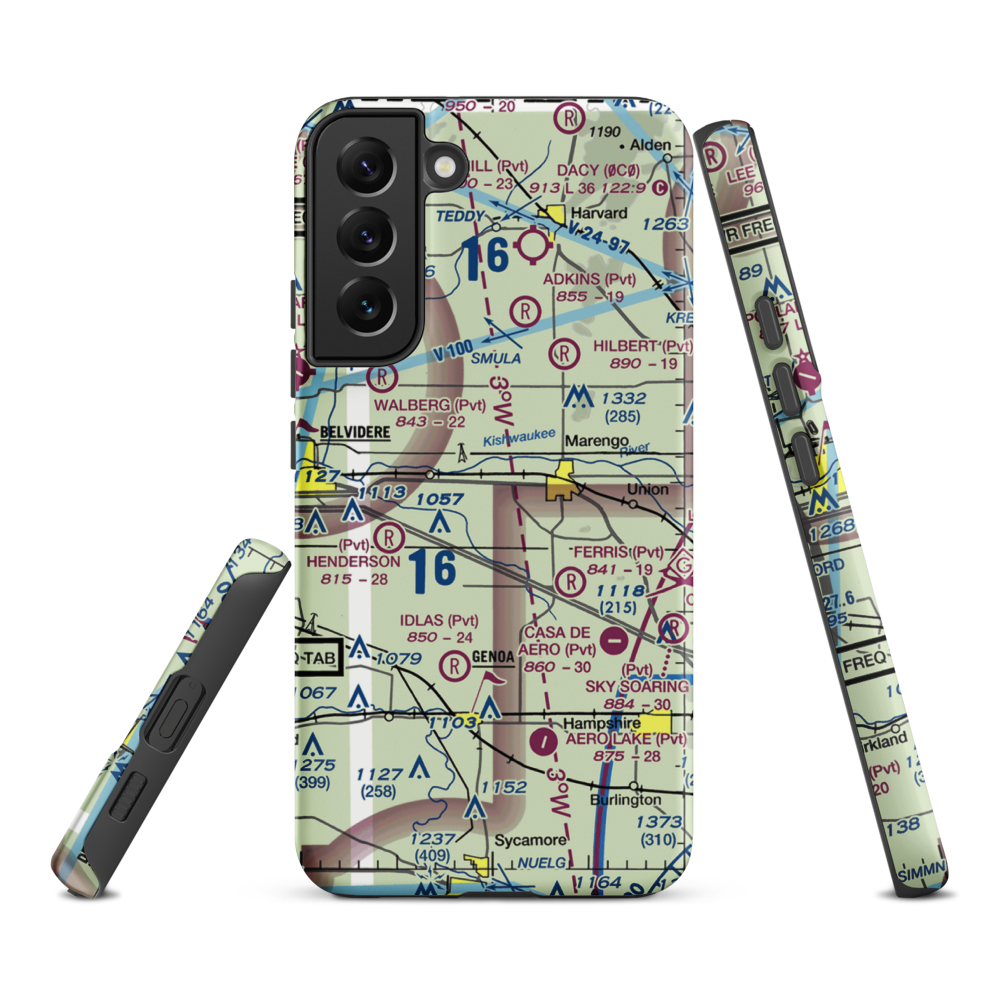 Walpole Airport (64IL) VFR Sectional Samsung Phone Case Samsung Galaxy S22 Plus model shown