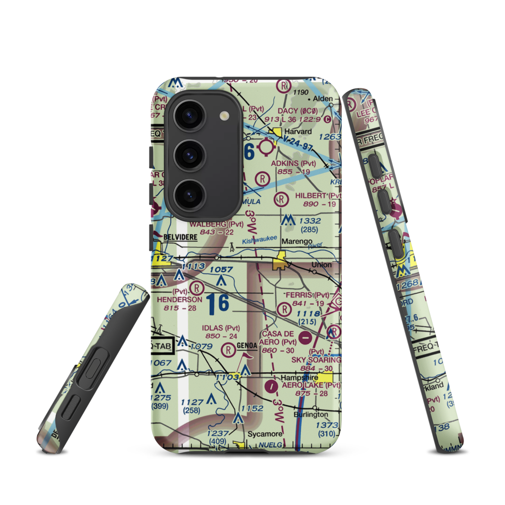 Walpole Airport (64IL) VFR Sectional Samsung Phone Case Samsung Galaxy S23 model shown