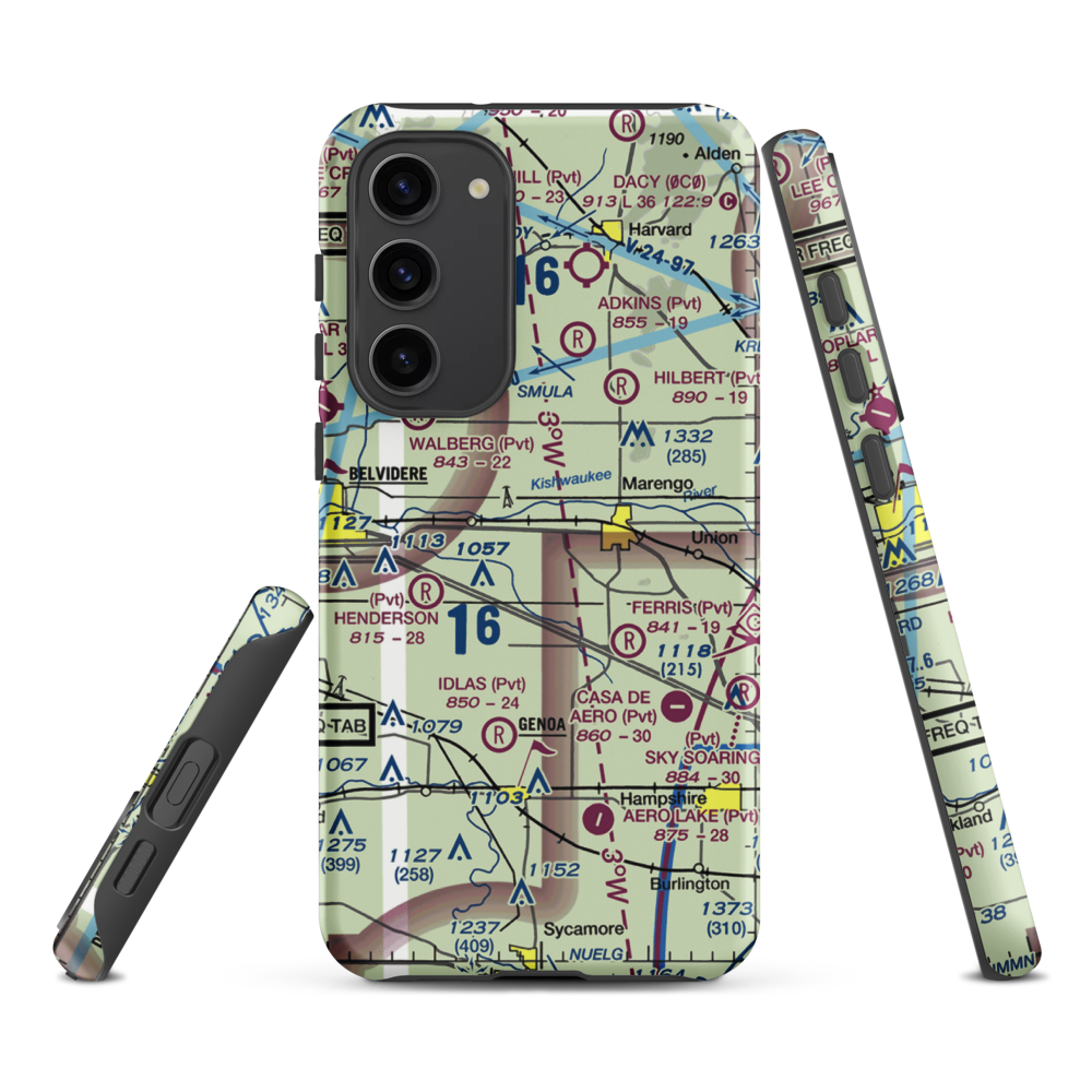 Walpole Airport (64IL) VFR Sectional Samsung Phone Case Samsung Galaxy S23 Plus model shown