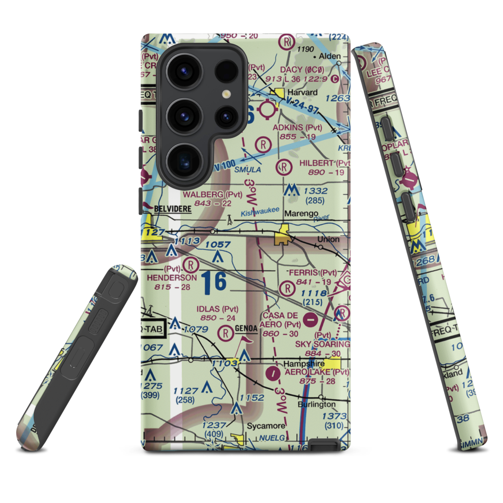 Walpole Airport (64IL) VFR Sectional Samsung Phone Case Samsung Galaxy S23 Ultra model shown