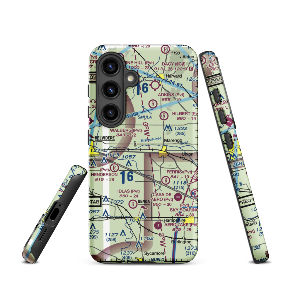 Walpole Airport (64IL) VFR Sectional Samsung Phone Case Samsung Galaxy S24 model shown