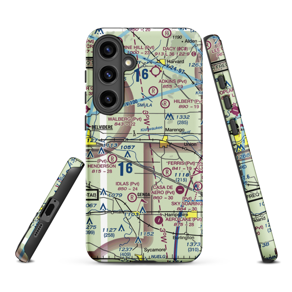Walpole Airport (64IL) VFR Sectional Samsung Phone Case Samsung Galaxy S24 Plus model shown