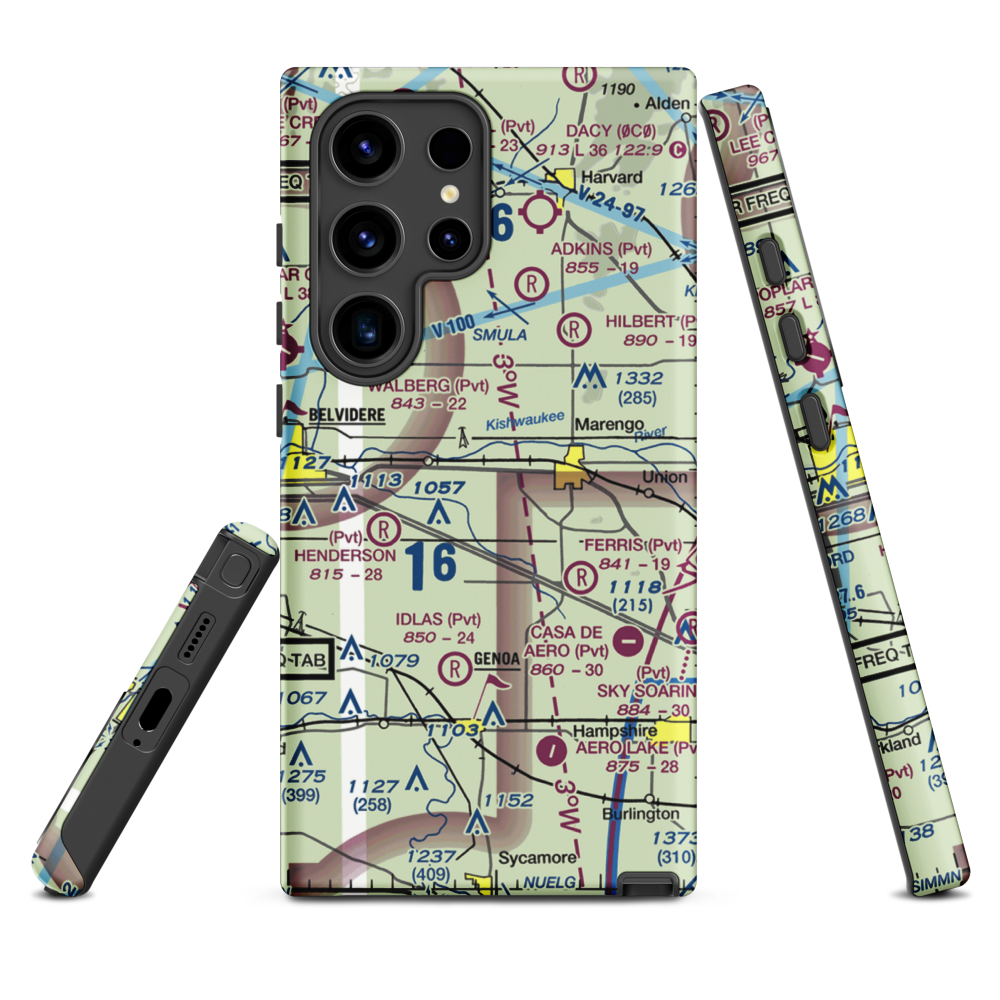Walpole Airport (64IL) VFR Sectional Samsung Phone Case Samsung Galaxy S24 Ultra model shown