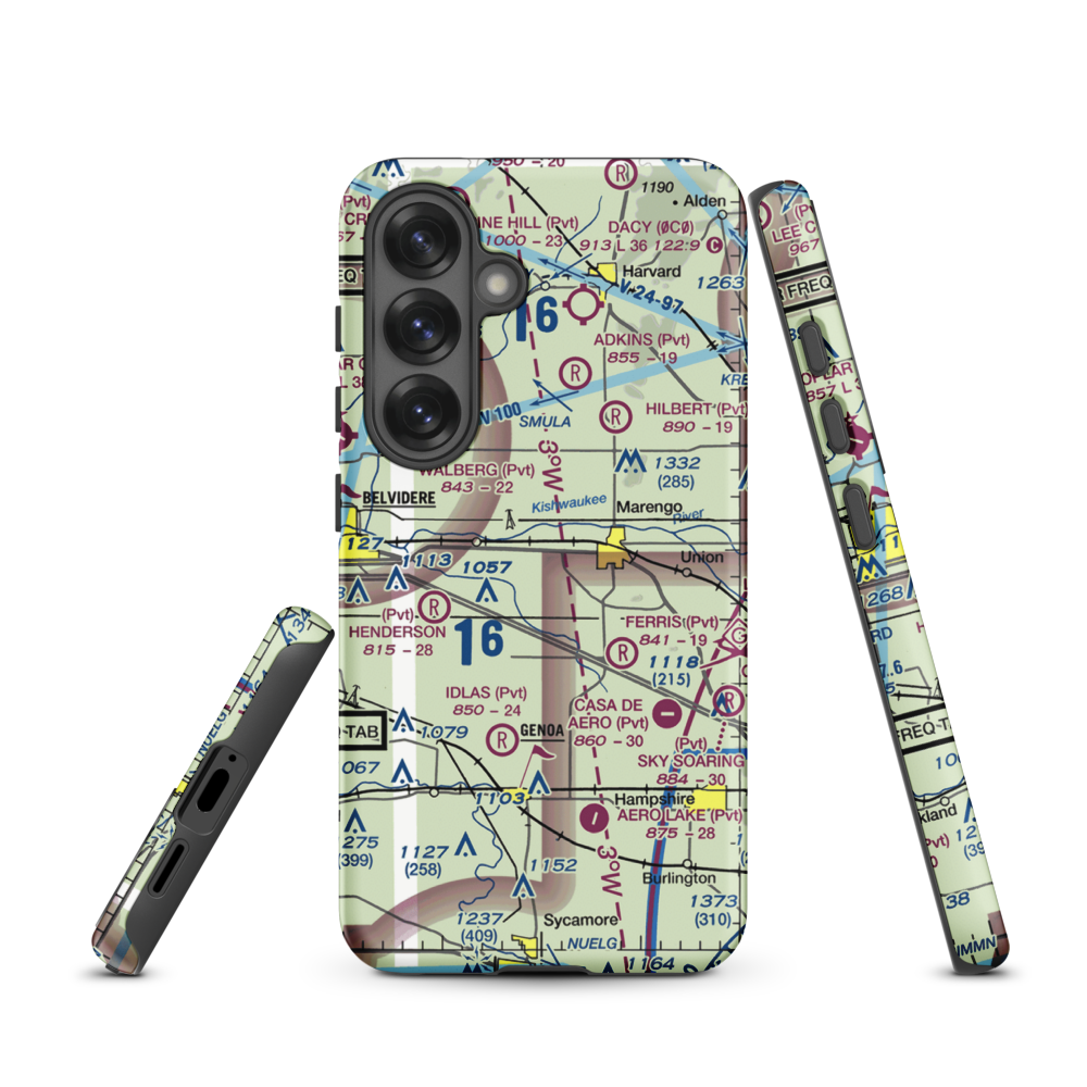 Walpole Airport (64IL) VFR Sectional Samsung Phone Case Samsung Galaxy S25 model shown