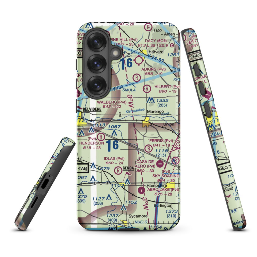 Walpole Airport (64IL) VFR Sectional Samsung Phone Case Samsung Galaxy S25 Plus model shown