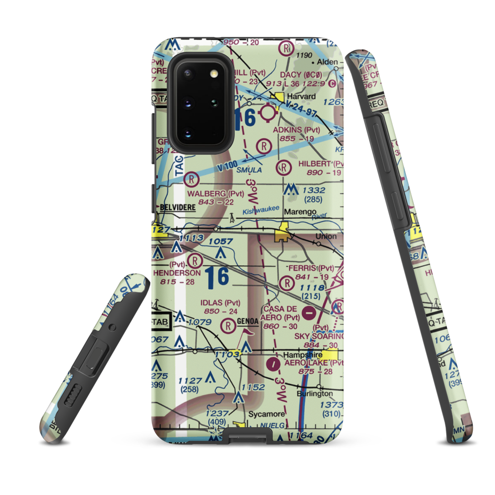 Walpole Airport (64IL) VFR Sectional Samsung Phone Case Samsung Galaxy S20 Plus model shown