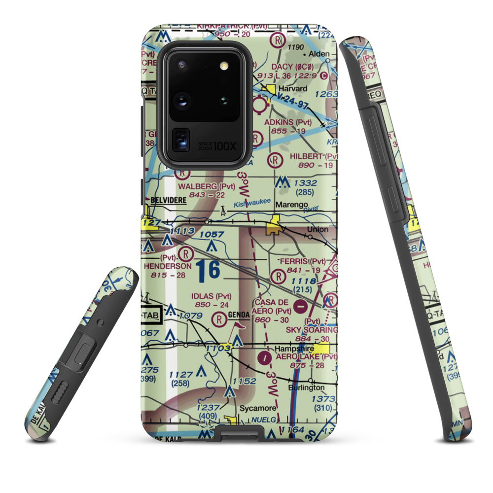 Walpole Airport (64IL) VFR Sectional Samsung Phone Case Samsung Galaxy S20 Ultra model shown