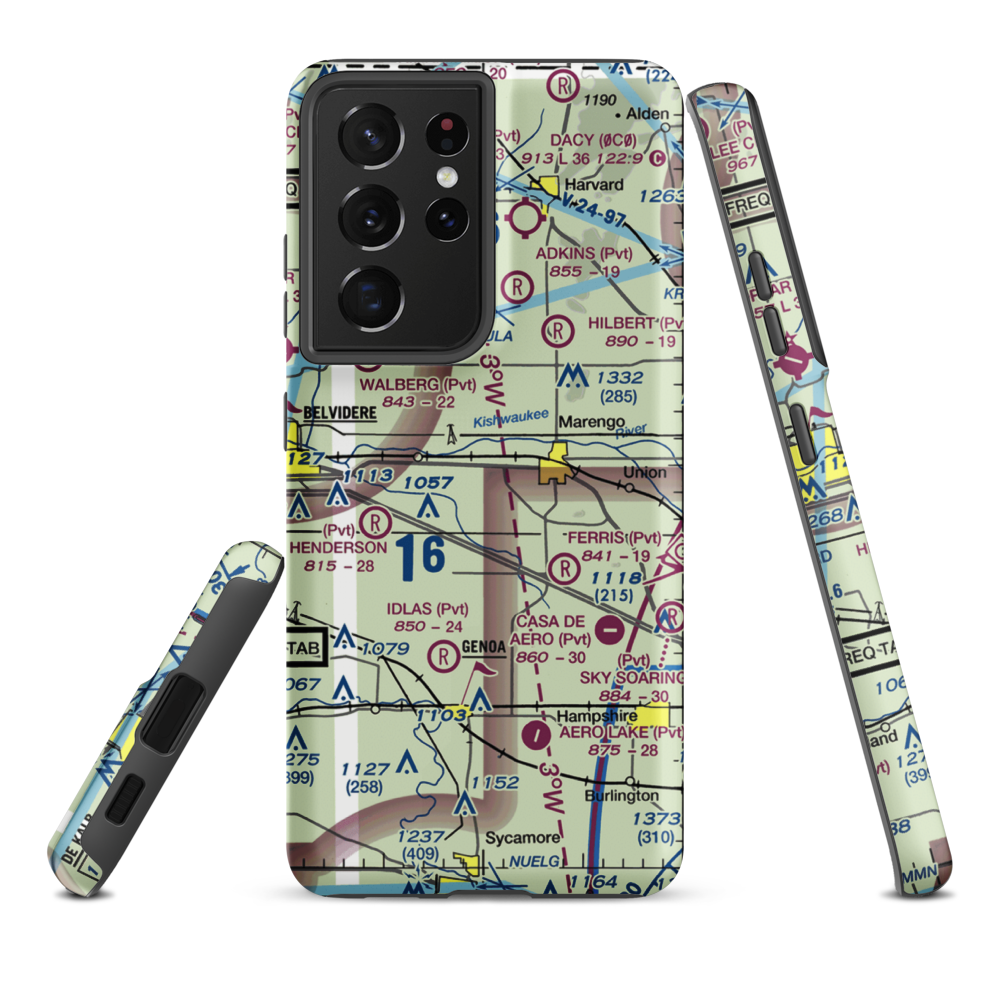 Walpole Airport (64IL) VFR Sectional Samsung Phone Case Samsung Galaxy S21 Ultra model shown