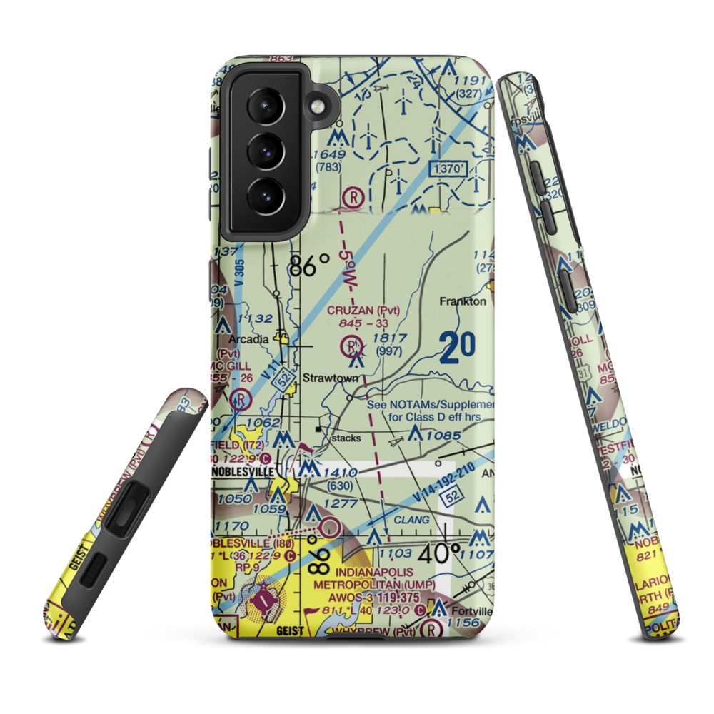 Ward Airport (II27) VFR Sectional Samsung Phone Case Samsung Galaxy S21 Plus model shown
