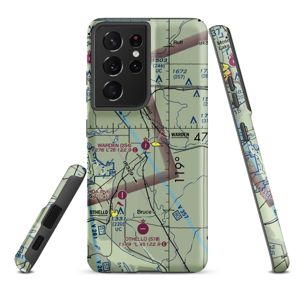 Warden Airport (2S4) VFR Sectional Samsung Phone Case Samsung Galaxy S21 Plus model shown