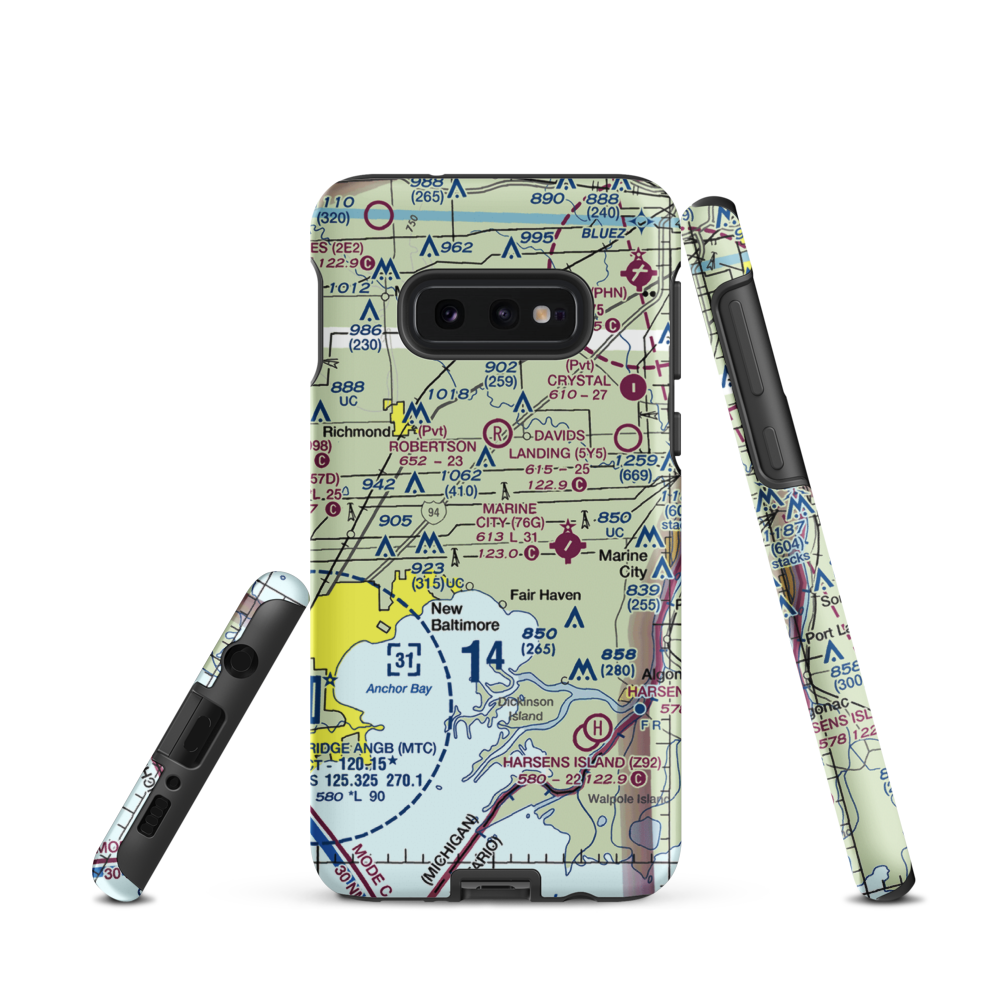 Wards Long Acres Airport (MI15) VFR Sectional Samsung Phone Case Samsung Galaxy S10 Plus model shown