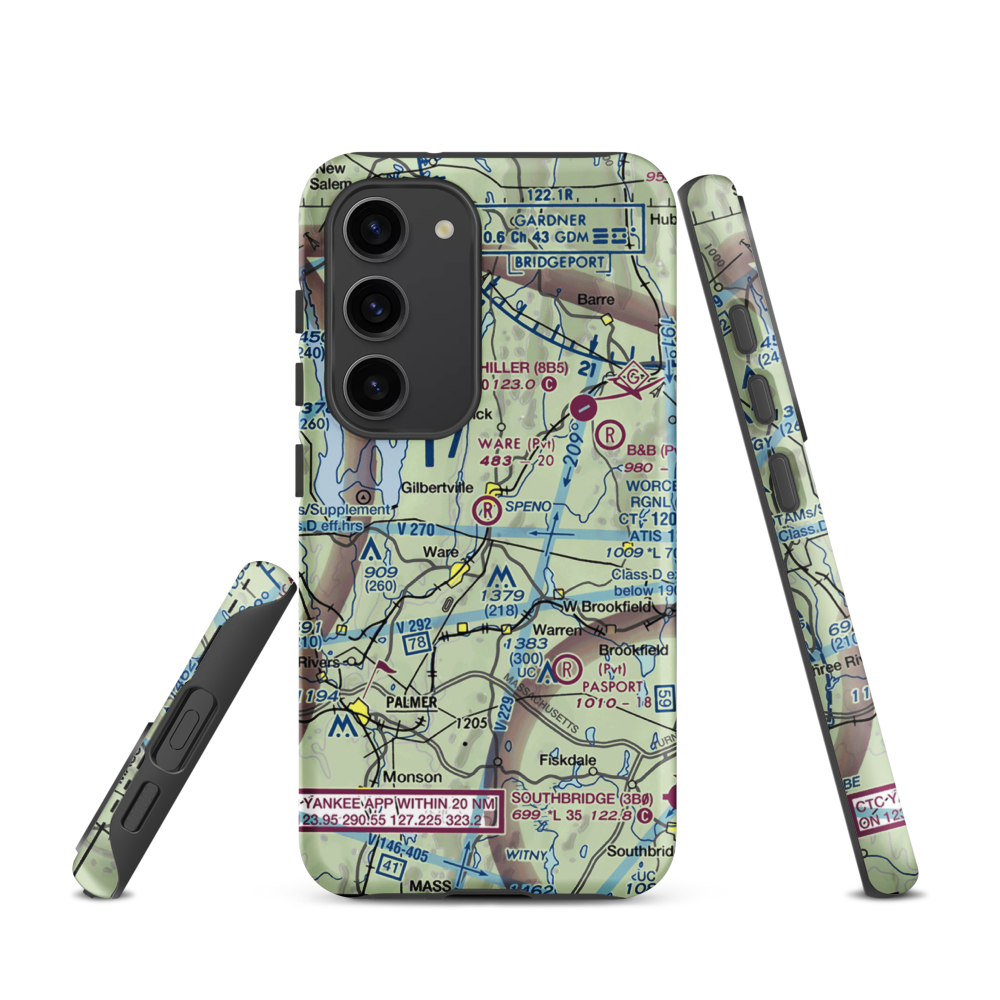 Ware Airport (UWA) VFR Sectional Samsung Phone Case Samsung Galaxy S23 model shown