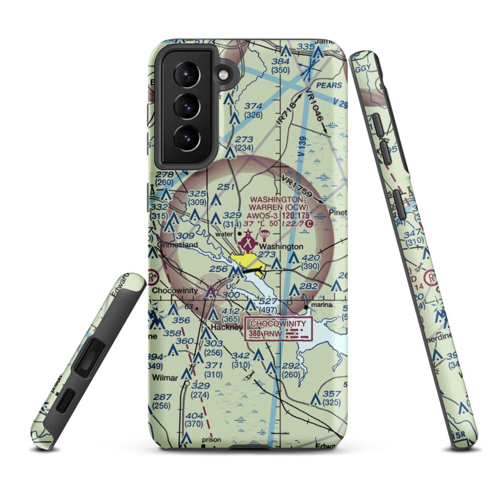 Warren Field (OCW) VFR Sectional Samsung Phone Case Samsung Galaxy S21 Plus model shown