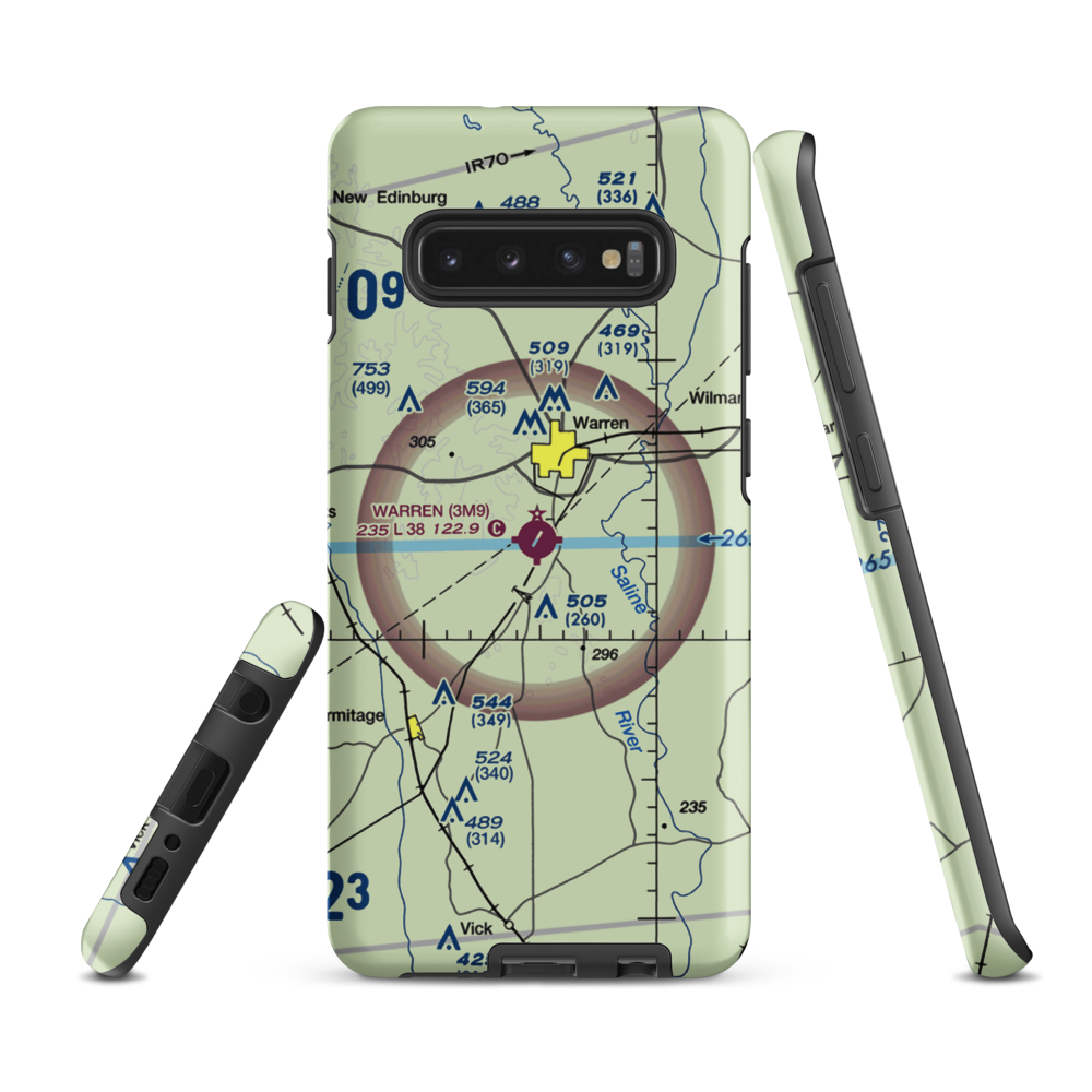 Warren Municipal Airport (3M9) VFR Sectional Samsung Phone Case Samsung Galaxy S10e model shown