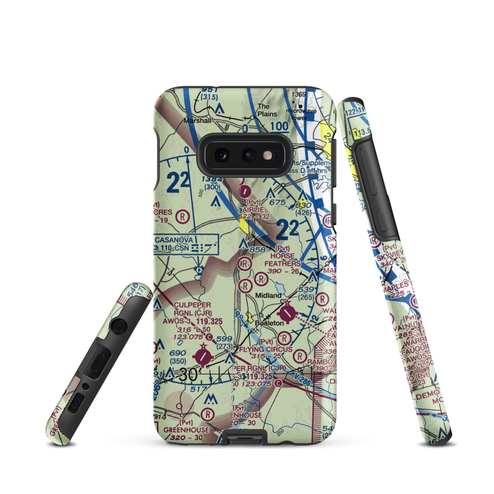 Warrenton Air Park (7VG0) VFR Sectional Samsung Phone Case Samsung Galaxy S10 Plus model shown