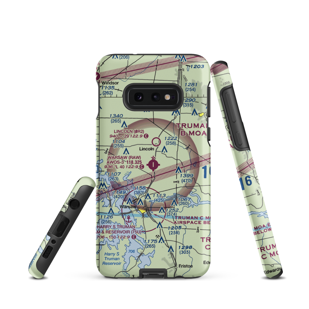 Warsaw Municipal Airport (RAW) VFR Sectional Samsung Phone Case Samsung Galaxy S10 Plus model shown