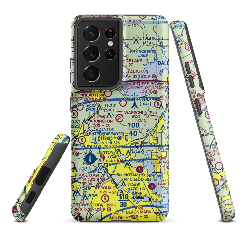 Warschun Ranch Airport (4TA1) VFR Sectional Samsung Phone Case Samsung Galaxy S21 Plus model shown