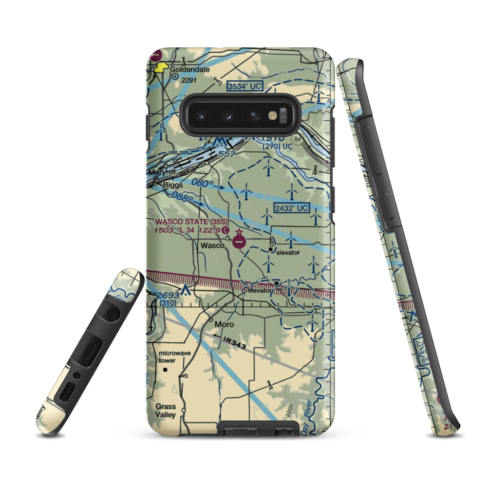 Wasco State Airport (35S) VFR Sectional Samsung Phone Case Samsung Galaxy S10 Plus model shown