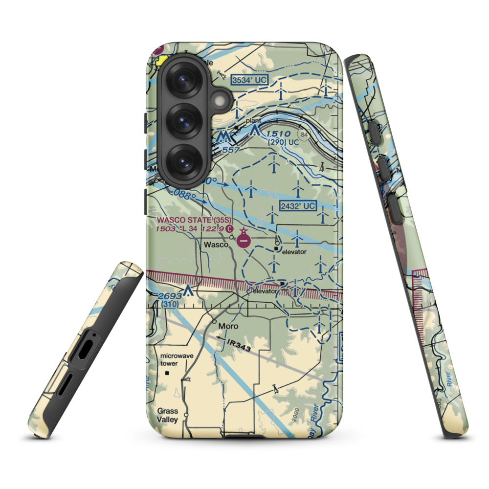 Wasco State Airport (35S) VFR Sectional Samsung Phone Case Samsung Galaxy S25 Plus model shown
