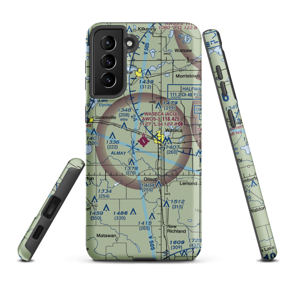 Waseca Municipal Airport (ACQ) VFR Sectional Samsung Phone Case Samsung Galaxy S21 Plus model shown