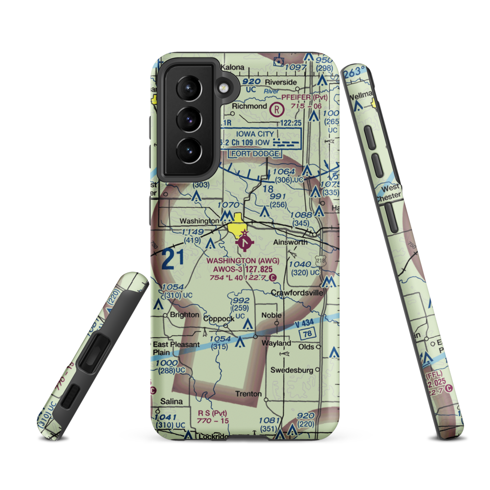 Washington Municipal Airport (AWG) VFR Sectional Samsung Phone Case Samsung Galaxy S21 FE model shown