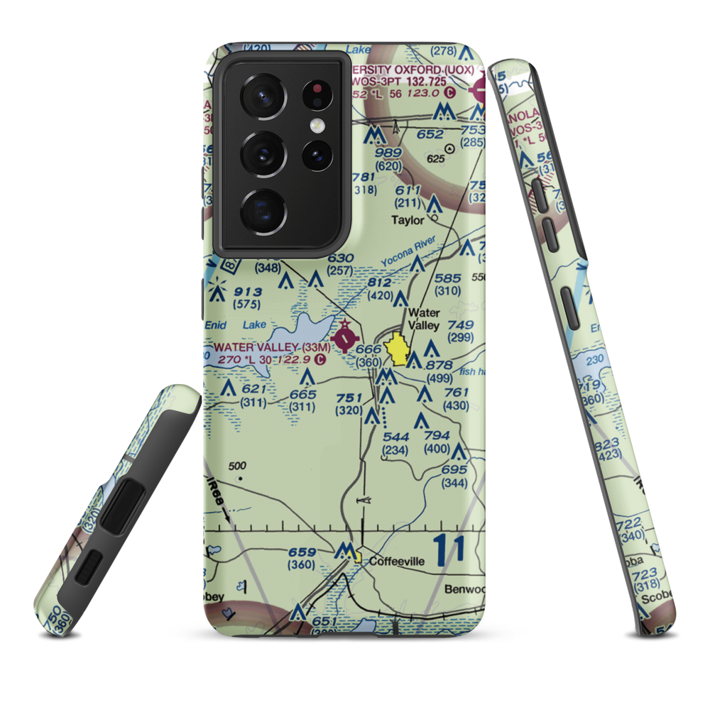 Water Valley Municipal Airport (33M) VFR Sectional Samsung Phone Case Samsung Galaxy S21 Ultra model shown