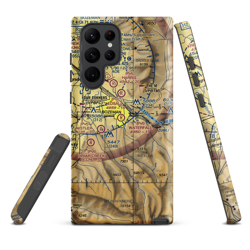 Waterfall Airport (23MT) VFR Sectional Samsung Phone Case Samsung Galaxy S22 Ultra model shown