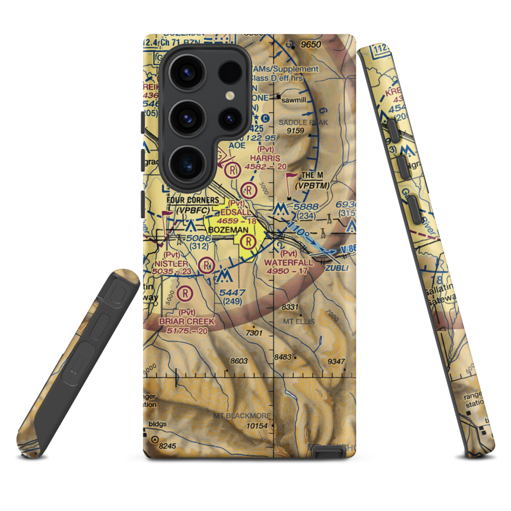 Waterfall Airport (23MT) VFR Sectional Samsung Phone Case Samsung Galaxy S23 Ultra model shown