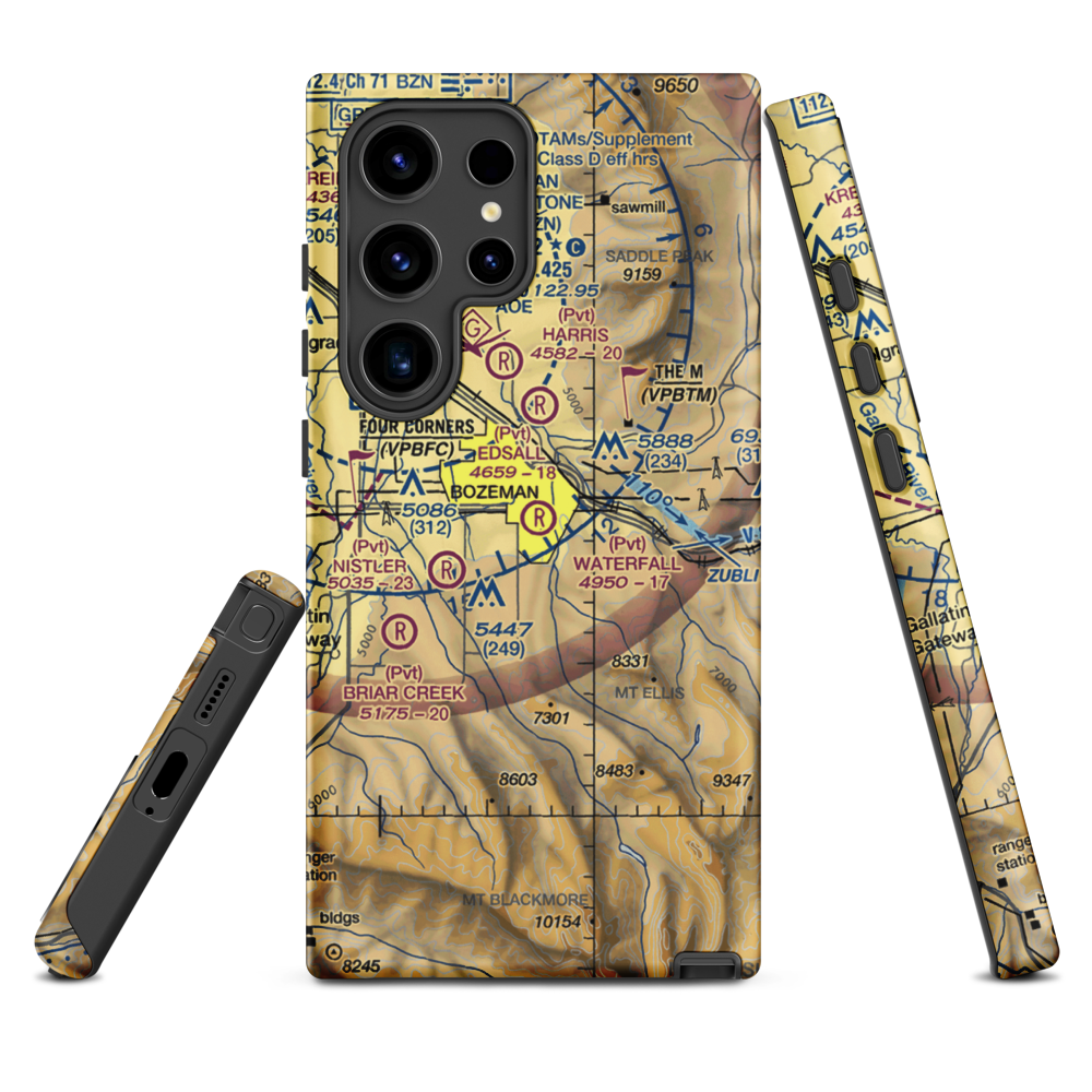 Waterfall Airport (23MT) VFR Sectional Samsung Phone Case Samsung Galaxy S24 Ultra model shown