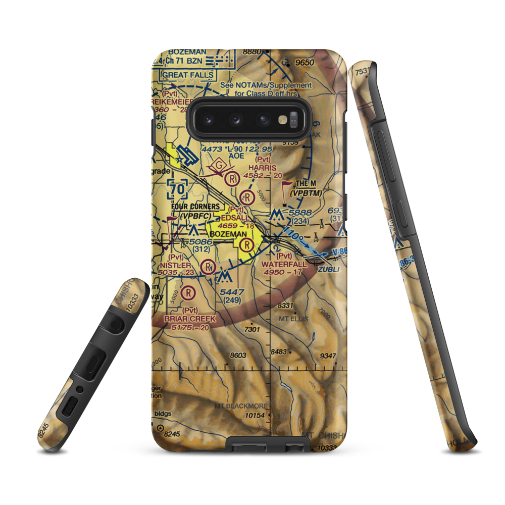 Waterfall Airport (23MT) VFR Sectional Samsung Phone Case Samsung Galaxy S10 Plus model shown