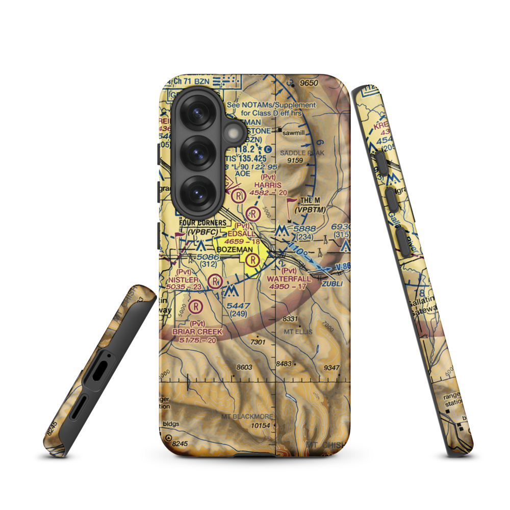 Waterfall Airport (23MT) VFR Sectional Samsung Phone Case Samsung Galaxy S25 model shown
