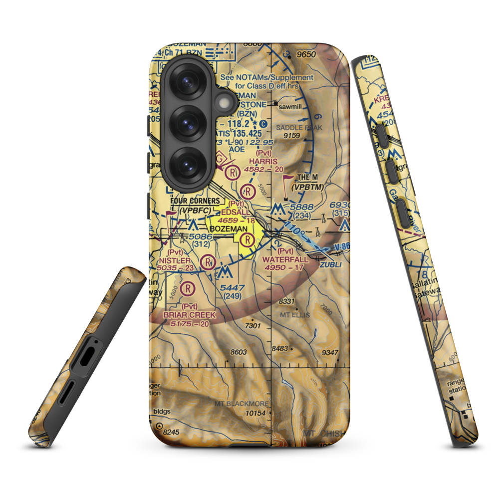 Waterfall Airport (23MT) VFR Sectional Samsung Phone Case Samsung Galaxy S25 Plus model shown