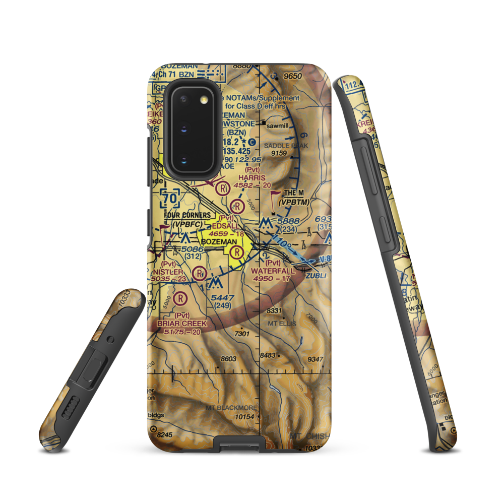 Waterfall Airport (23MT) VFR Sectional Samsung Phone Case Samsung Galaxy S20 model shown