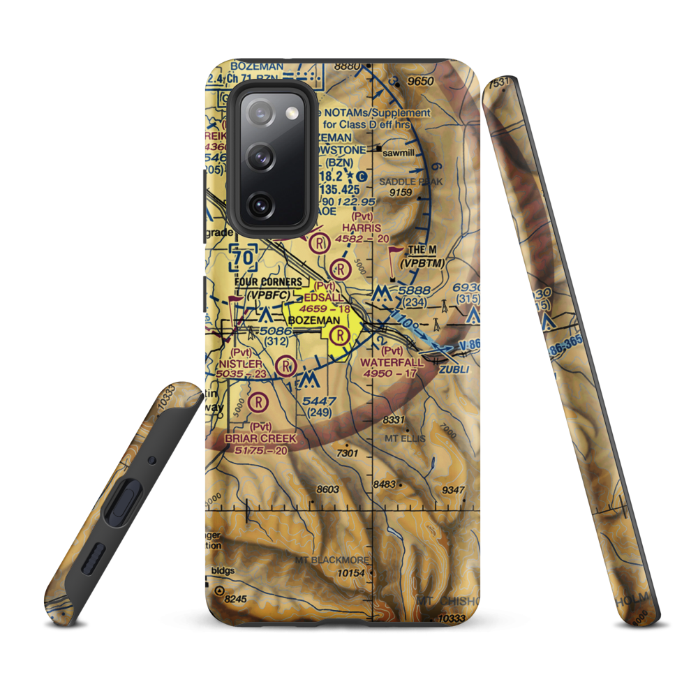 Waterfall Airport (23MT) VFR Sectional Samsung Phone Case Samsung Galaxy S20 FE model shown