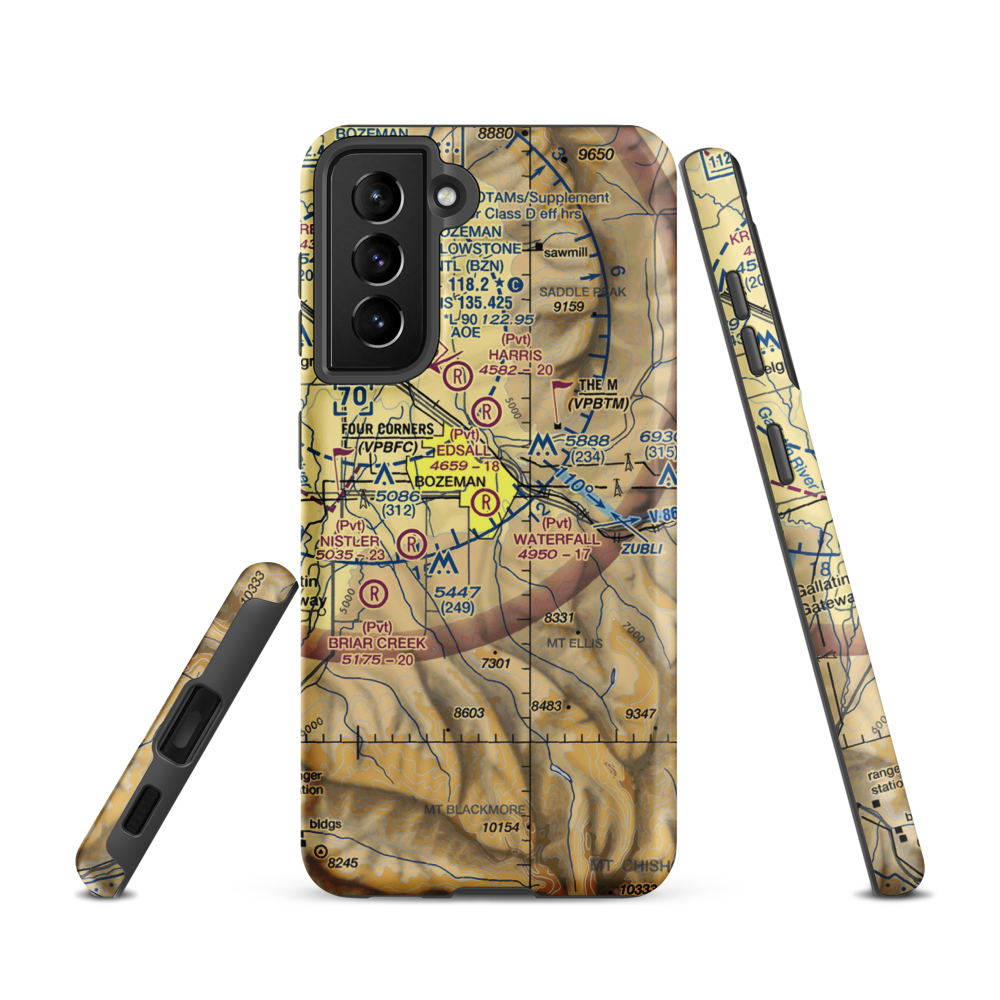 Waterfall Airport (23MT) VFR Sectional Samsung Phone Case Samsung Galaxy S21 model shown