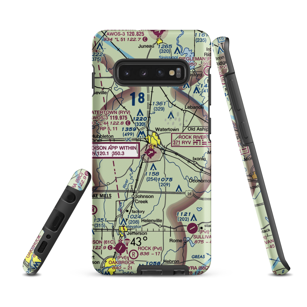Watertown Municipal Airport (RYV) VFR Sectional Samsung Phone Case Samsung Galaxy S10 Plus model shown