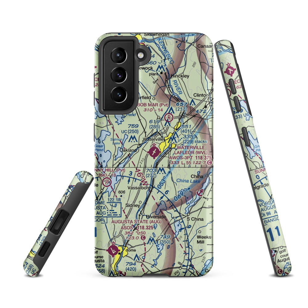 Waterville Robert Lafleur Airport (WVL) VFR Sectional Samsung Phone Case Samsung Galaxy S21 FE model shown
