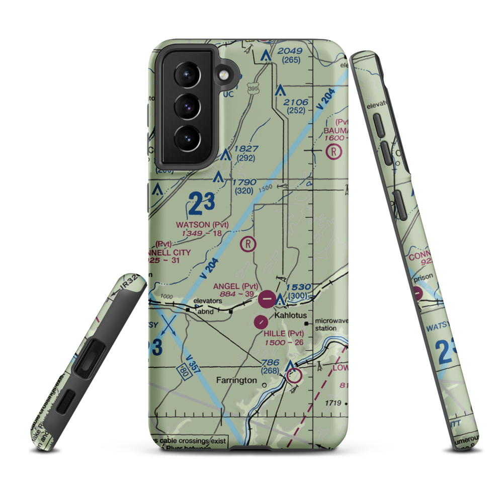 Watson Airport (3WA4) VFR Sectional Samsung Phone Case Samsung Galaxy S21 FE model shown