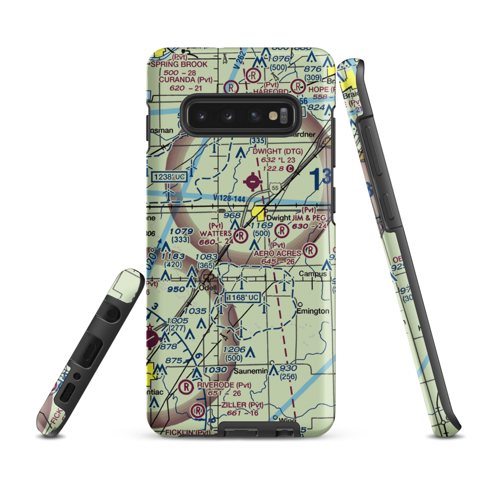 Watters Airport (2IL2) VFR Sectional Samsung Phone Case Samsung Galaxy S10 Plus model shown