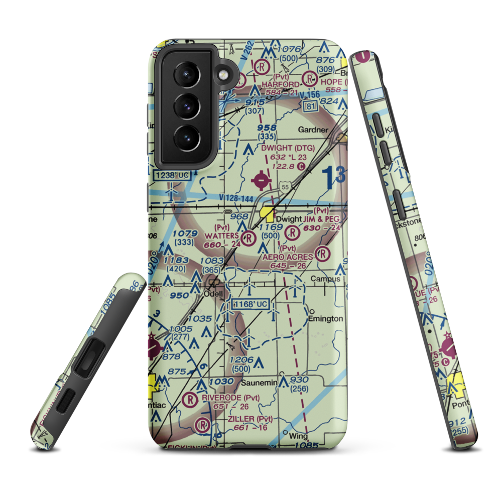 Watters Airport (2IL2) VFR Sectional Samsung Phone Case Samsung Galaxy S21 FE model shown