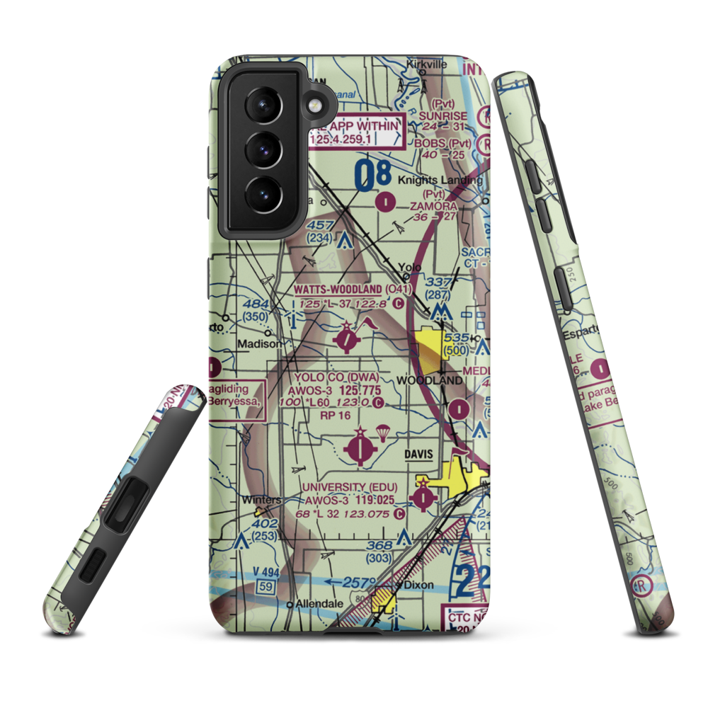 Watts Woodland Airport (O41) VFR Sectional Samsung Phone Case Samsung Galaxy S21 FE model shown