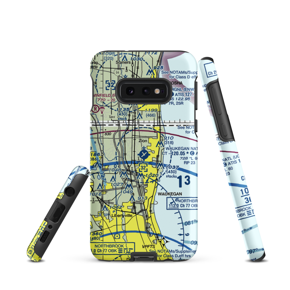 Waukegan National Airport (UGN) VFR Sectional Samsung Phone Case Samsung Galaxy S10 Plus model shown