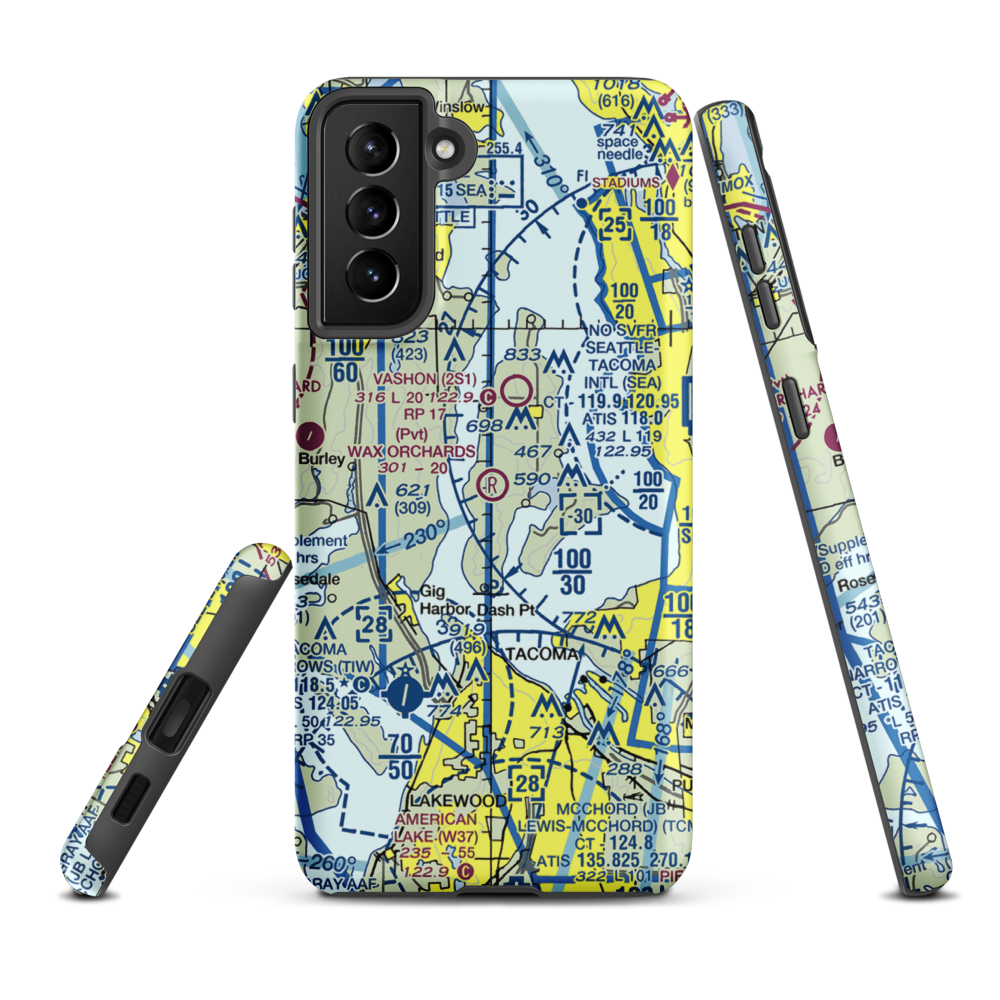 Wax Orchards Airport (WA69) VFR Sectional Samsung Phone Case Samsung Galaxy S21 Plus model shown