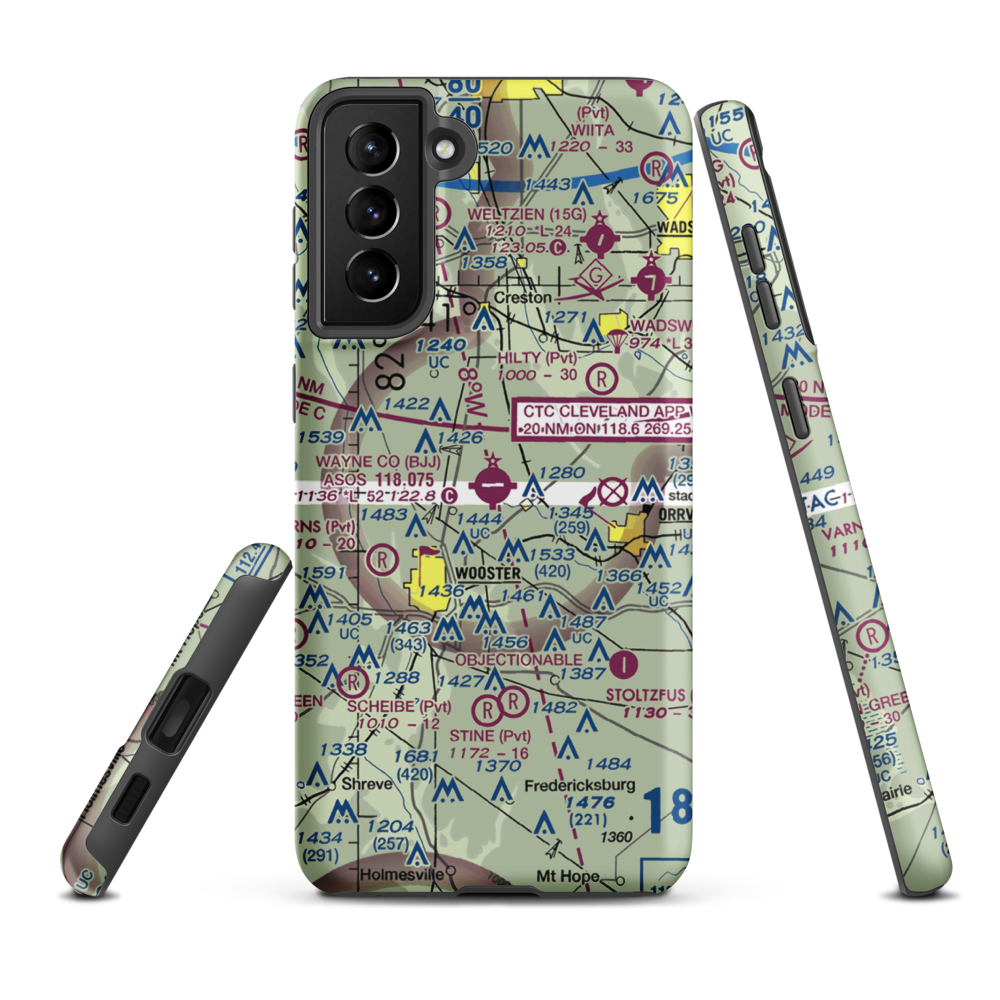 Wayne County Airport (BJJ) VFR Sectional Samsung Phone Case Samsung Galaxy S21 Plus model shown