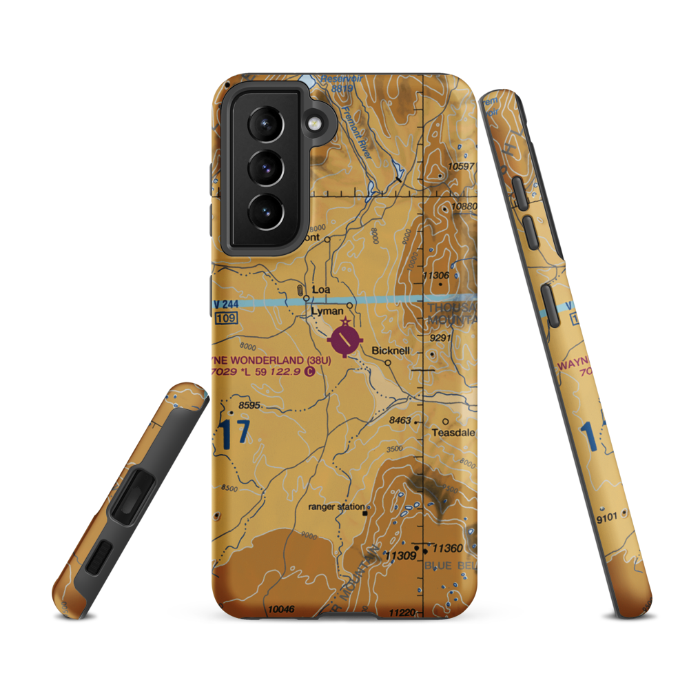 Wayne Wonderland Airport (38U) VFR Sectional Samsung Phone Case Samsung Galaxy S21 FE model shown