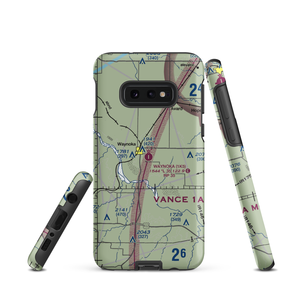Waynoka Municipal Airport (1K5) VFR Sectional Samsung Phone Case Samsung Galaxy S10e model shown