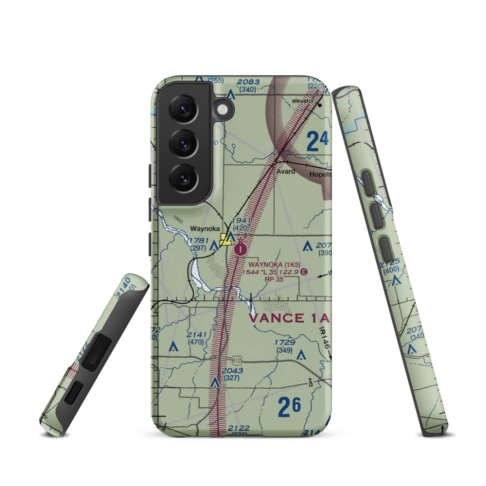 Waynoka Municipal Airport (1K5) VFR Sectional Samsung Phone Case Samsung Galaxy S22 model shown