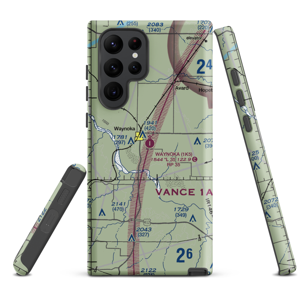 Waynoka Municipal Airport (1K5) VFR Sectional Samsung Phone Case Samsung Galaxy S22 Ultra model shown